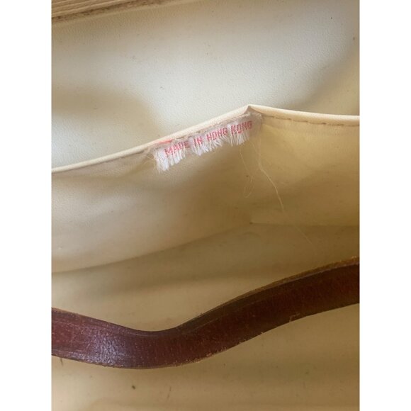 Wicker and Leather Basket Weave Purse Handbag Woven Vintage Hong Kong - Picture 7 of 15